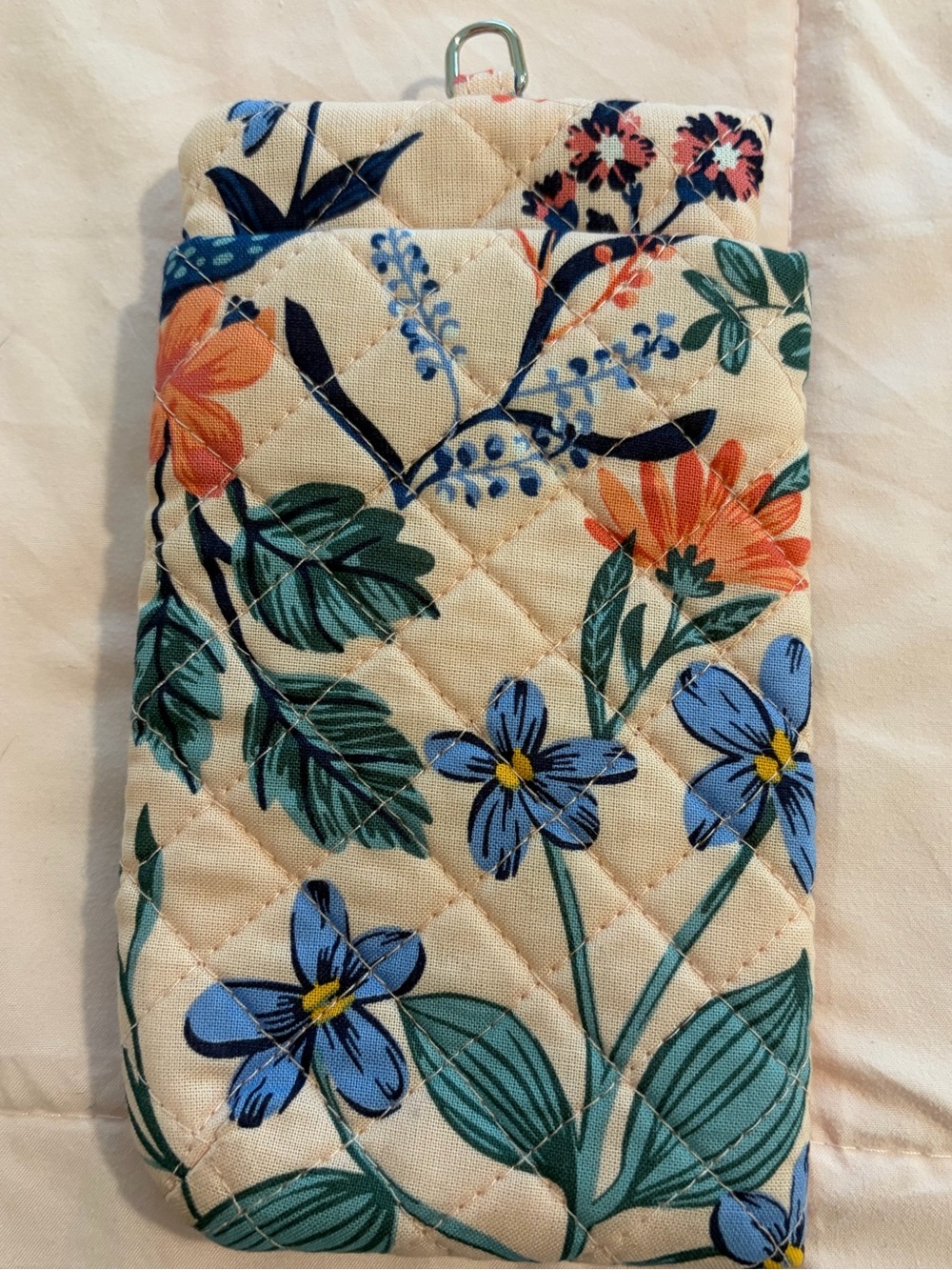 Vera Bradley Floral Quilted Phone Sleeve in Cream, Blue, Green, Orange